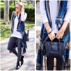 Anthropologie Women's Moth Spacedyed Blue Duster‎ Vest Cardigan Size XS